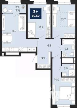 3-к квартира, вторичка, 81м2, 10/14 этаж
