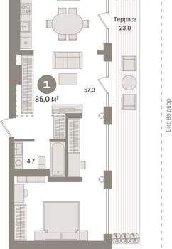 Студия квартира, вторичка, 85м2, 6/11 этаж