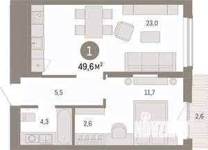 1-к квартира, вторичка, 50м2, 11/17 этаж