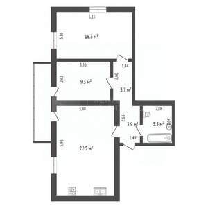 2-к квартира, вторичка, 61м2, 6/6 этаж