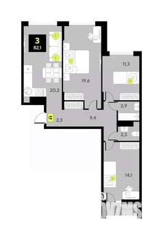 3-к квартира, вторичка, 82м2, 13/17 этаж