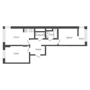 2-к квартира, вторичка, 67м2, 3/9 этаж