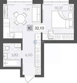 1-к квартира, вторичка, 32м2, 7/17 этаж