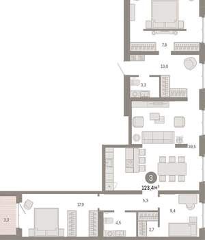 3-к квартира, вторичка, 123м2, 10/11 этаж