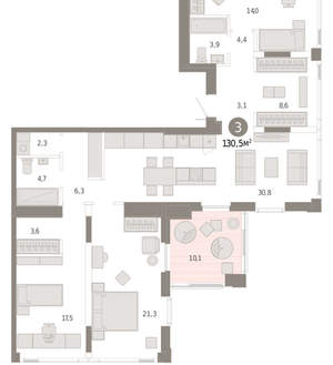 3-к квартира, вторичка, 130м2, 25/25 этаж