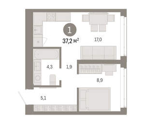 1-к квартира, вторичка, 37м2, 10/25 этаж