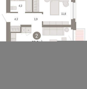 2-к квартира, вторичка, 68м2, 2/16 этаж