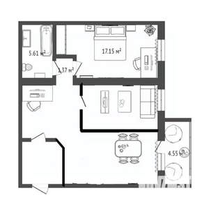 2-к квартира, вторичка, 67м2, 5/14 этаж