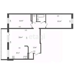 2-к квартира, вторичка, 65м2, 9/10 этаж