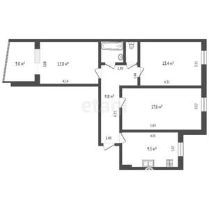 3-к квартира, вторичка, 69м2, 5/9 этаж