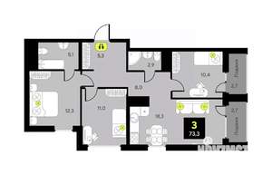 3-к квартира, вторичка, 73м2, 13/23 этаж