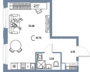 Студия квартира, вторичка, 31м2, 17/25 этаж
