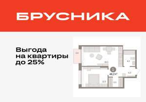 1-к квартира, вторичка, 48м2, 14/17 этаж