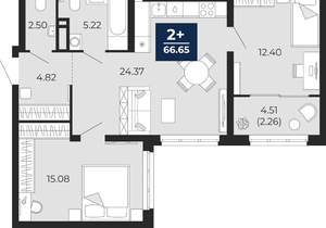 2-к квартира, вторичка, 67м2, 11/21 этаж