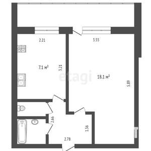 1-к квартира, вторичка, 33м2, 7/9 этаж