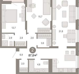 2-к квартира, вторичка, 88м2, 14/17 этаж