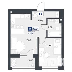 1-к квартира, вторичка, 38м2, 13/19 этаж