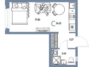 Студия квартира, вторичка, 25м2, 8/25 этаж