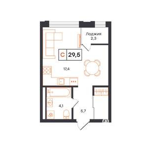 1-к квартира, вторичка, 30м2, 2/17 этаж