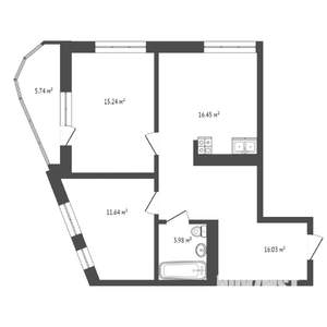2-к квартира, вторичка, 64м2, 7/19 этаж