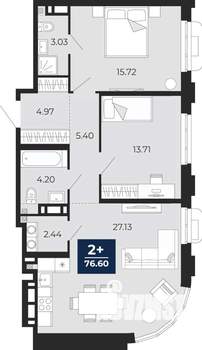 2-к квартира, вторичка, 77м2, 4/24 этаж