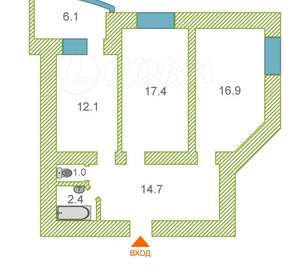 2-к квартира, вторичка, 65м2, 13/14 этаж