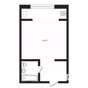 Студия квартира, вторичка, 14м2, 1/8 этаж