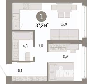 1-к квартира, вторичка, 37м2, 6/25 этаж