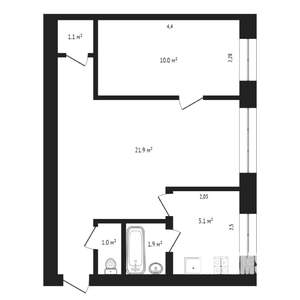 2-к квартира, вторичка, 55м2, 1/5 этаж