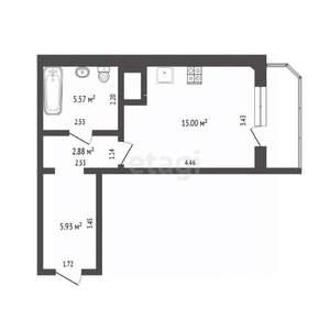 Студия квартира, вторичка, 29м2, 9/15 этаж