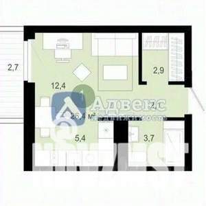 Студия квартира, сданный дом, 29м2, 7/9 этаж