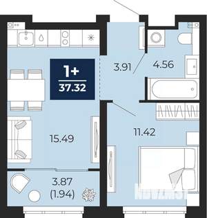 1-к квартира, вторичка, 37м2, 6/17 этаж