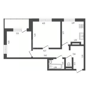 2-к квартира, вторичка, 60м2, 13/17 этаж
