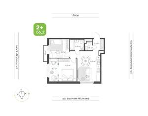 2-к квартира, вторичка, 56м2, 5/24 этаж