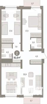 2-к квартира, вторичка, 91м2, 5/8 этаж
