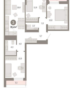 3-к квартира, вторичка, 78м2, 9/17 этаж