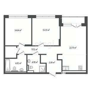 2-к квартира, вторичка, 83м2, 4/8 этаж