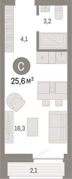 Студия квартира, вторичка, 26м2, 3/10 этаж