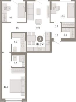 3-к квартира, вторичка, 85м2, 5/8 этаж