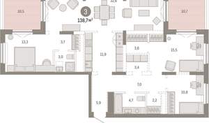 3-к квартира, вторичка, 139м2, 17/17 этаж