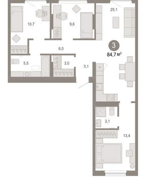 3-к квартира, вторичка, 85м2, 8/17 этаж