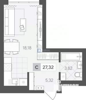 Студия квартира, вторичка, 27м2, 10/17 этаж