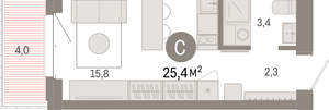 Студия квартира, вторичка, 25м2, 4/11 этаж