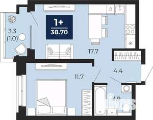 1-к квартира, сданный дом, 41м2, 4/16 этаж