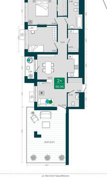 2-к квартира, сданный дом, 87м2, 23/23 этаж