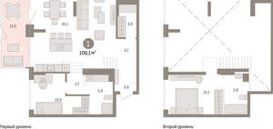 1-к квартира, вторичка, 108м2, 1/8 этаж