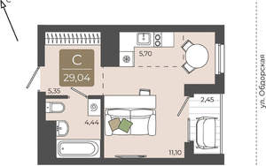Студия квартира, вторичка, 29м2, 15/15 этаж