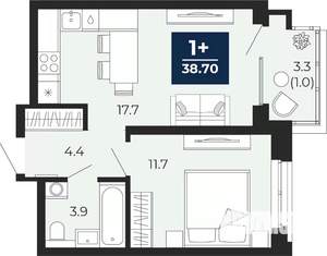1-к квартира, вторичка, 39м2, 5/14 этаж