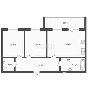 2-к квартира, вторичка, 69м2, 6/9 этаж