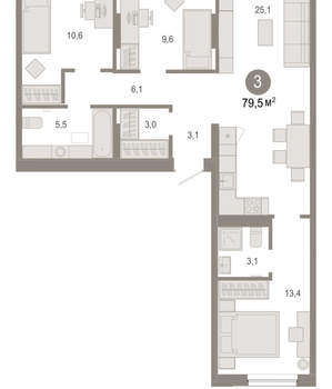 3-к квартира, вторичка, 80м2, 2/17 этаж
